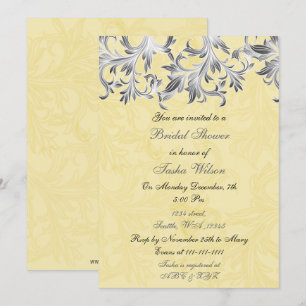 Invitation Elegant jaune gris Douche nuptiale
