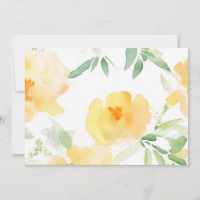 Invitation Elégant jaune pêche orange aquarelle fleurie (Devant)