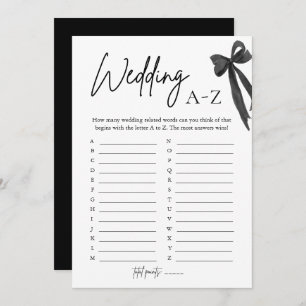 Invitation Élégant jeu de Fête des mariées A-Z Mariage Black