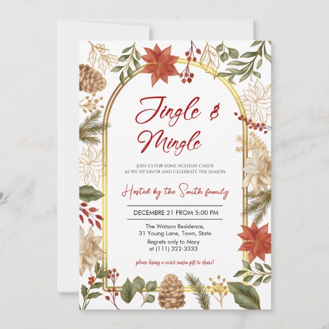 Invitation Elegant Jingle and Mingle Holiday Christmas Party  (Devant)