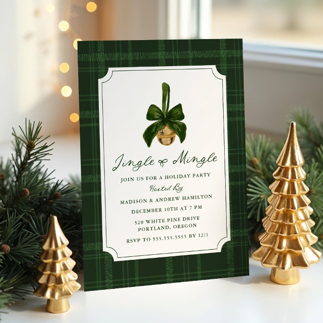 Invitation Elegant Jingle and Mingle Plaid Christmas Party (Créateur téléchargé)