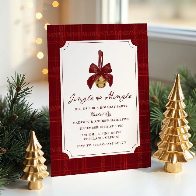 Invitation Elegant Jingle and Mingle Plaid Christmas Party (Créateur téléchargé)