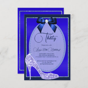 Invitation Elégant Joyau bleu Bow & Stiletto Anniversaire