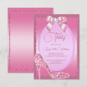 Invitation Elégant Joyau rose Bow & Stiletto Anniversaire