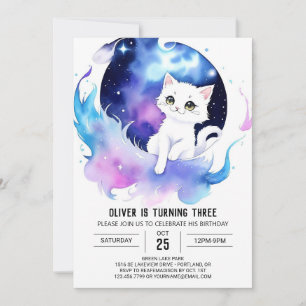 Invitation Elegant Kitty Magique Anniversaire