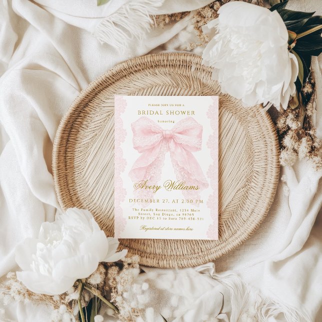 Invitation Élégant Lacet Rose Mariage (Créateur téléchargé)