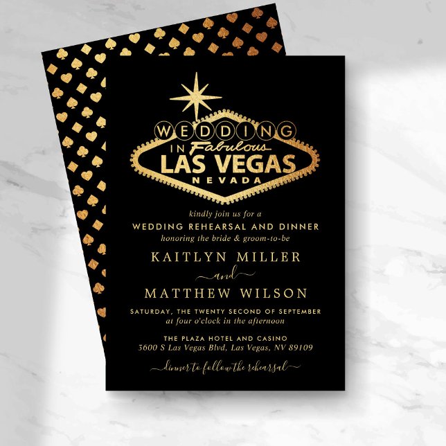 Invitation Elégant Las Vegas Destination Mariage Rehearsal (Créateur téléchargé)