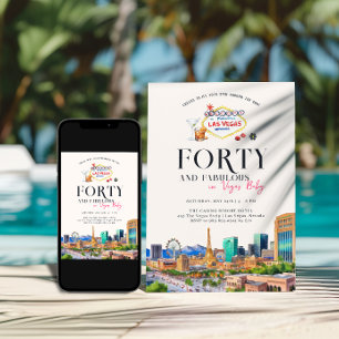 Invitation Élégant Las Vegas   Photo du 40e anniversaire