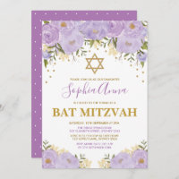 Élégant Lavande et Bat mitzvah Floral Or