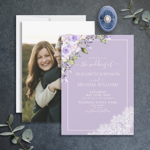 Invitation Élégant Lavande Lilac Rustique Mariage de dentelle