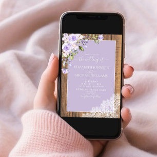 Invitation Élégant Lavande Lilac Rustique Mariage de dentelle