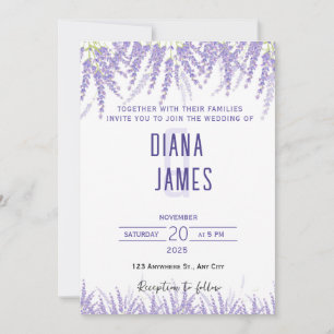 Invitation Élégant Lavande violet Mariage