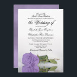 Invitation Élégant Lavande violet Rose Mariage officiel<br><div class="desc">Cette belle faire-part de mariage est simple, traditionnelle et élégante. Il présente une belle photo d'un rose pourpre lavande à long tige réfléchissant dans un bassin d'eau avec un libellé formel où les parents de la mariée émettent l'invitation. La calligraphie script sophistiquée lui donne un style intemporel et classique. Belle...</div>