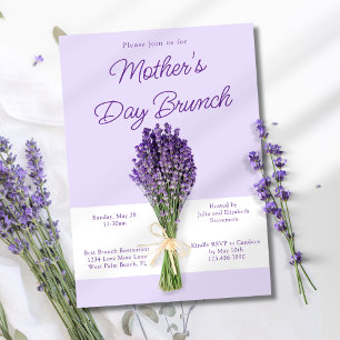 Invitation Elégant Lavender Bouquet Fête des Mères Brunch