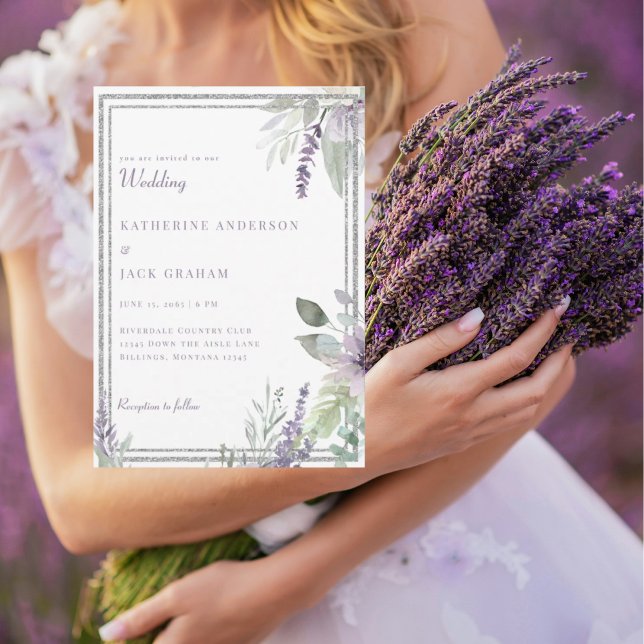 Invitation Elegant Lavender Floral and Foliage Wedding  (Créateur téléchargé)