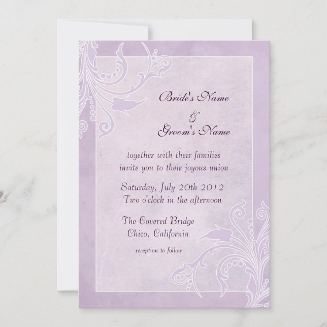 Invitation Elégant Lavender Floral Wedding Invite (Devant)