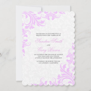 Invitation Élégant Lavender Lace Blanche Damas Mariage