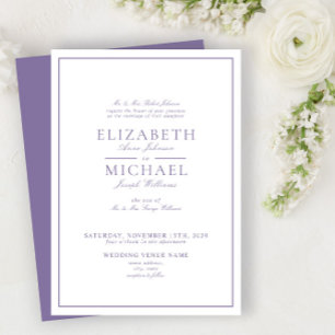 Invitation Élégant Lavender Lavender Classic Script Mariage