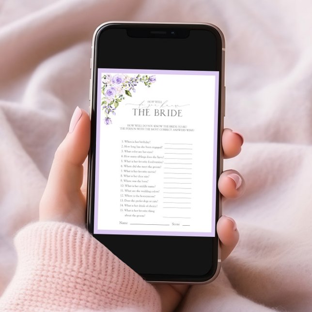 Invitation Élégant Lavender Lavender Fête des mariées Florale (Créateur téléchargé)