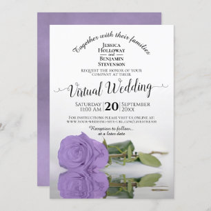 Invitation Élégant Lavender Purple Rose Mariage virtuel