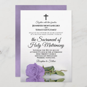 Invitation Élégant Lavender Rose Mariage catholique moderne
