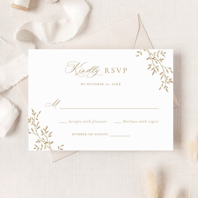 Invitation Elégant Leafy Gold Laurel Botanical Wedding RSVP (Créateur téléchargé)