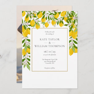 Invitation Élégant Lemons Blossom Greenery Photo Mariage Invi