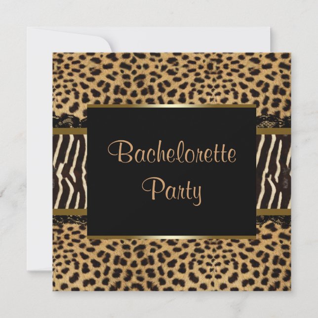 Invitation Élégant Leopard Zebra Bachelorette Party (Devant)