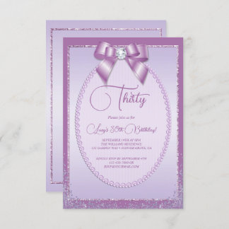Invitation Elégant Lilac Bijoux Bow & Parties scintillant Ann