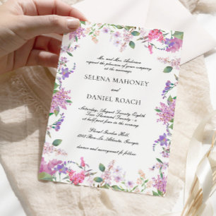Invitation Élégant Lilac Fleurs sauvages Mariage de lavande
