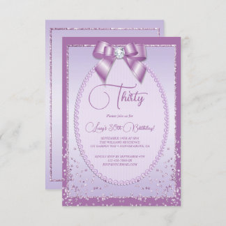 Invitation Elégant Lilac Jewel Bow & Confetti Anniversaire