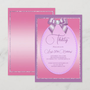 Invitation Elégant Lilac & Pink Jewel Bow Anniversaire
