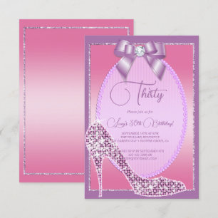 Invitation Elégant Lilac & Pink Jewel Bow & Stiletto Annivers