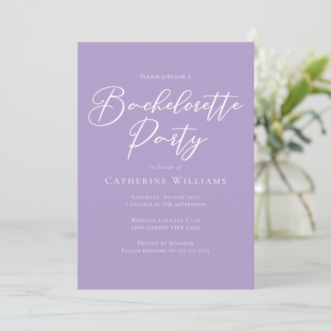 Invitation Elegant Lilac Purple Bachelorette Party (Debout devant)