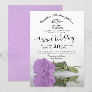 Invitation Élégant Lilac Purple Romantique Rose virtuel Maria