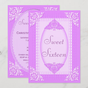Invitation Élégant lilas et Sweet 16 violet
