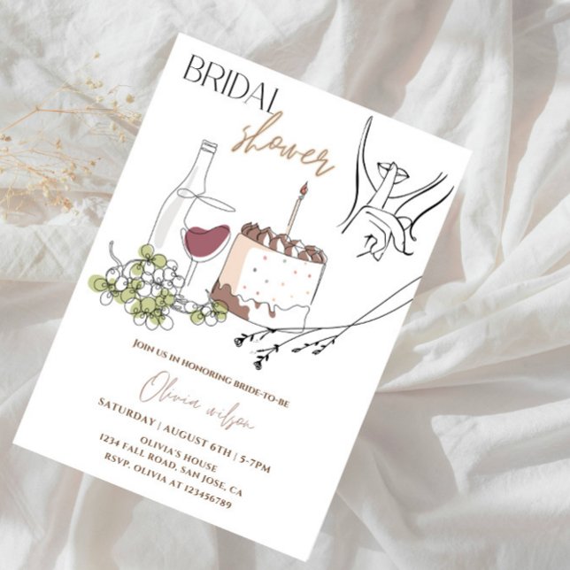 Invitation Elegant Line Art Fête des mariées Party (Créateur téléchargé)