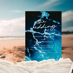 Invitation Elégant littoral Été Bleu Océan Mariage