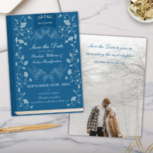 Invitation Elégant Livre bleu Turquoise Couverture Mariage En