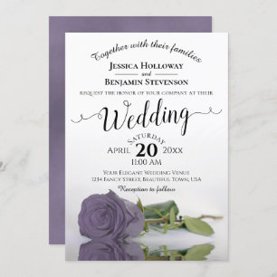 Invitation Élégant long Stemmed Dusty violet Mariage Rose