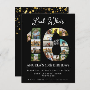 Invitation élégant look noir qui est 16 Photo Collage