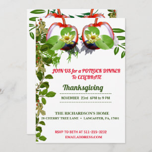 Invitation Élégant Lotus Blanc Citrouilles Dîner Thanksgiving