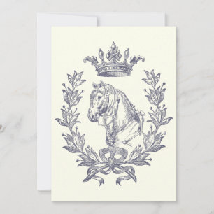 Invitation Élégant lourel de Couronne de Cheval Bleu Vintage
