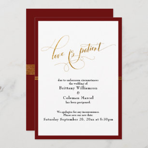 Invitation Elegant Love est Patient Burgundy Gold Stripe Card