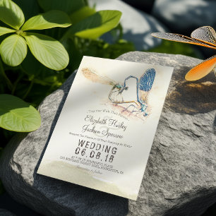 Invitation Élégant Love Heart Dragonfly Mating Wedding shower