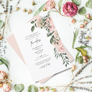 Invitation Élégant Lush Blush Floral Les deux parents Mariage