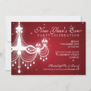Invitation Élégant lustre de la Saint-Sylvestre Rouge