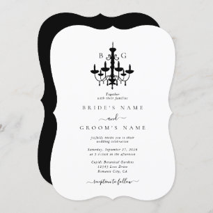 Invitation Élégant lustre noir blanc Mariage