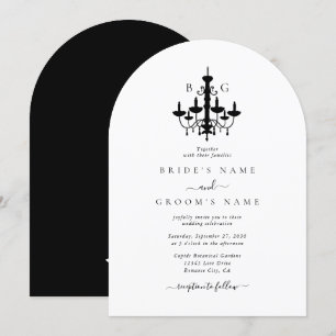 Invitation Élégant lustre noir blanc Mariage