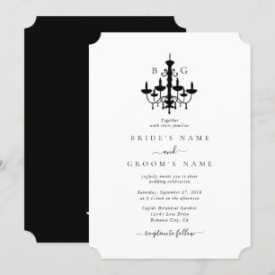 Invitation Élégant lustre noir blanc Mariage